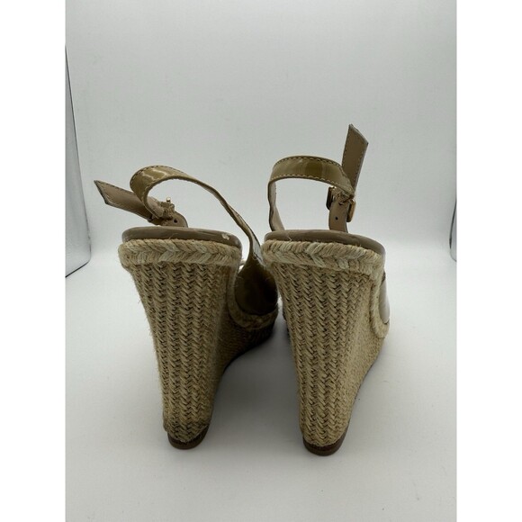 Vintage Charles David 4.75" Wedges Womens 8 Beige Espadrille Slingbacks Vacation - Picture 6 of 9